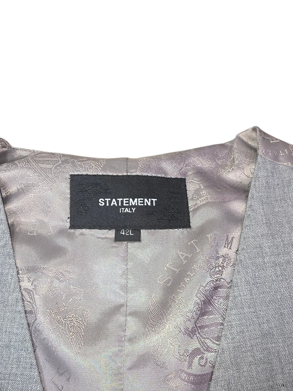 Statement Men's Light Grey Formal Dress Vest Waistcoat Size L